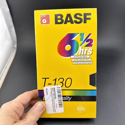 BASF Extra Quality T-130 VHS Video Tape 6-1/2 hours New Sealed Blank Retro VCR 