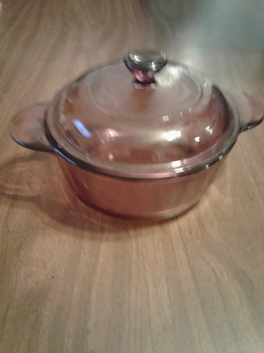 Vintage Corning Ware Pyrex Visions Cranberry Casserole Dish 1174