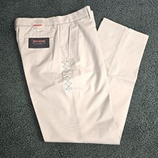 St Johns Bay Men's Worry Free Classic Fit Flat Front Pants 32x34 Stone Khaki NWT