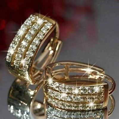 2Ct Round Lab Created Diamond Hoop Earring 14K Yellow Gold Plated Gift For Her