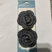 CROCHET FLOWERS in BLACK - Jolee's Boutique FABRIC Scrapbook Craft Sticker SALE