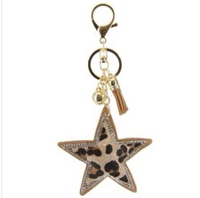 Cute Star And Animal Print Rhinestone Bag Charm- NWT-tassel And Gold Hardware.
