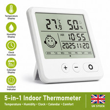 Digital LCD Thermometer Hygrometer Indoor Temperature Clock Room Climate Control
