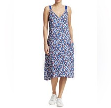 Rag & Bone Estell Dress Blue Floral Crepe Sun...