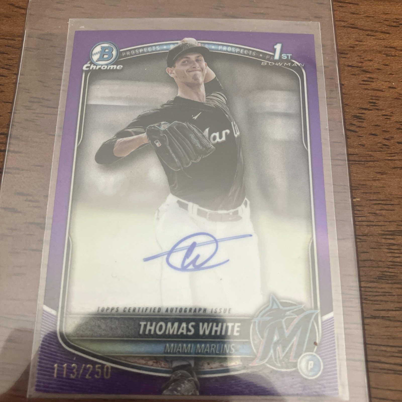 Thomas White 2025 Bowman Chrome 1st Prospect Auto Purple /250 RC