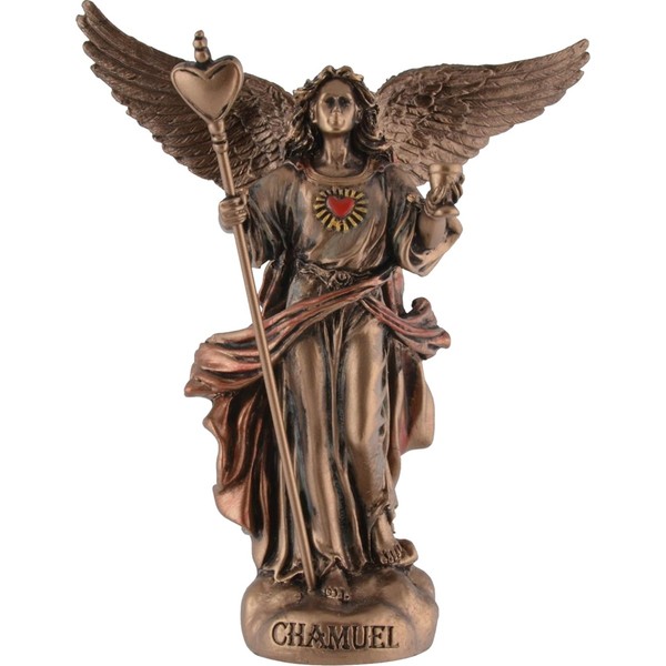 Miniatur Bronzierter Erzengel Chamuel Erzengel Der Liebe Des Friedens Und Des Mi-image