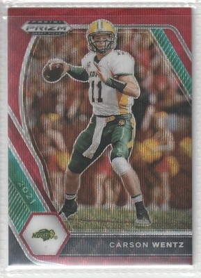 2021 Panini Carson Wentz - NDSU - #13 - Green/Red Refractor  - FREE SHIPPING