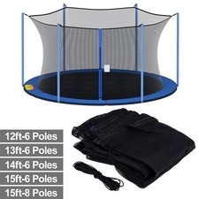 Trampoline Safety Net Replacement Enclosure For 12/13/14/15ft Frame 4/6/8 Poles