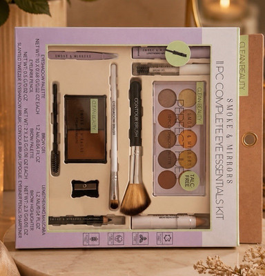 Clean Beauty Smoke & Mirrors Eye Essentials Kit 11pc Talc-Free w/ Brush Set
