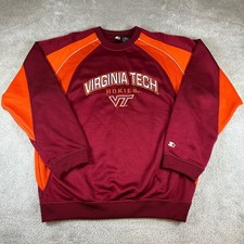 Starter Virginia Tech Hokies Sweatshirt Mens Large Maroon Orange Colorblock VT