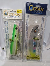 Lot of 2- Ocean Born Wideback Minnow & Flying Pencil Popper Saltwater Lures 