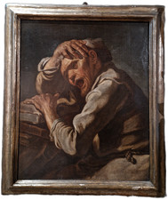 Antico Dipinto 1700  "Eraclito" ambito di Gaspare Traversi  1700