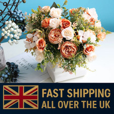 Artificial Peony Rose Bouquet Silk Flowers Wedding Home Decor Fake Floral UK