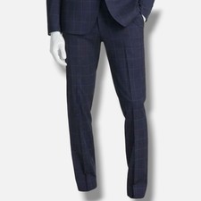 Kenneth Cole Reaction Men's Blue Windowpane Techni-Cole Cork Suit Pants Size 29W