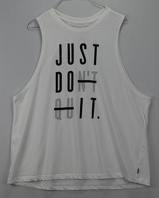 Nike Dri-Fit Just Dont Quit Graphic White Tank Top Women's Size: XL