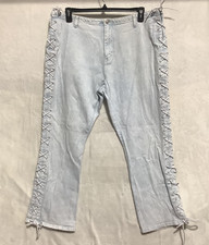 VTG RARE 80s90s LA Blues Acid Wash Jeans Stretch Laces Sz 20W Wide Leg HIGH Rise