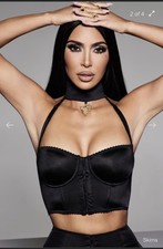SKIMS SATIN CORSET WITH MATCHING CHOKER ONYX SIZE SMALL NWOT