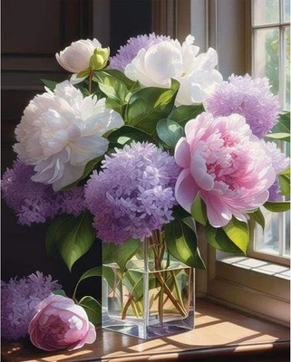 ZYJBD Malen nach Zahlen Erwachsene mit Blumenmotiv,landscape paint by numbers?DIY