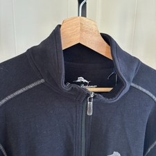 Tommy Bahama NWT Black Preppy Cotton Blend 1/4 Zip Pullover Sweater Men  s M NOTE