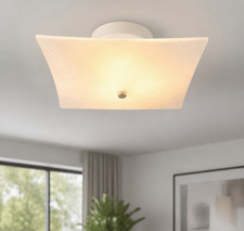 Hampton Bay Square Ceiling Light Fixture White Finish Flush Mount Frosted