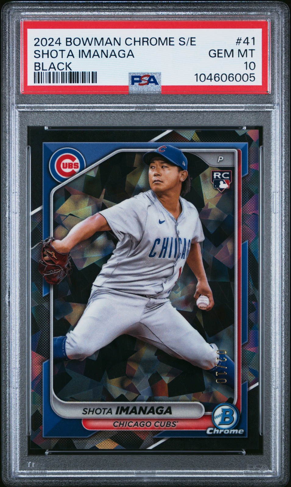 2024 BOWMAN CHROME SAPPHIRE ED BLACK #41 SHOTA IMANAGA 2/10 PSA 10