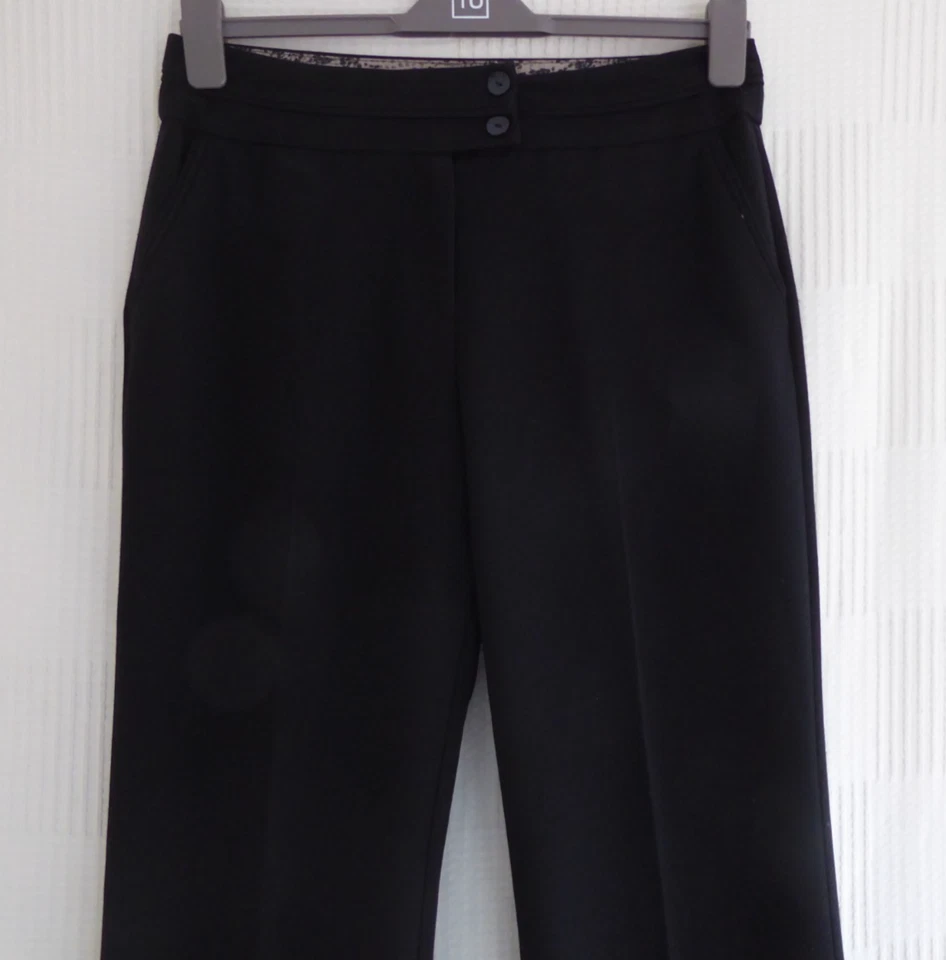 David Emanuel black straight leg trousers W 32" i'leg 29.5" Size 12 - Image 2 of 4