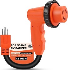 30 Amp to 110 Volt RV Adapter Plug with Locking Connecto Style: 15Amp to 30Amp