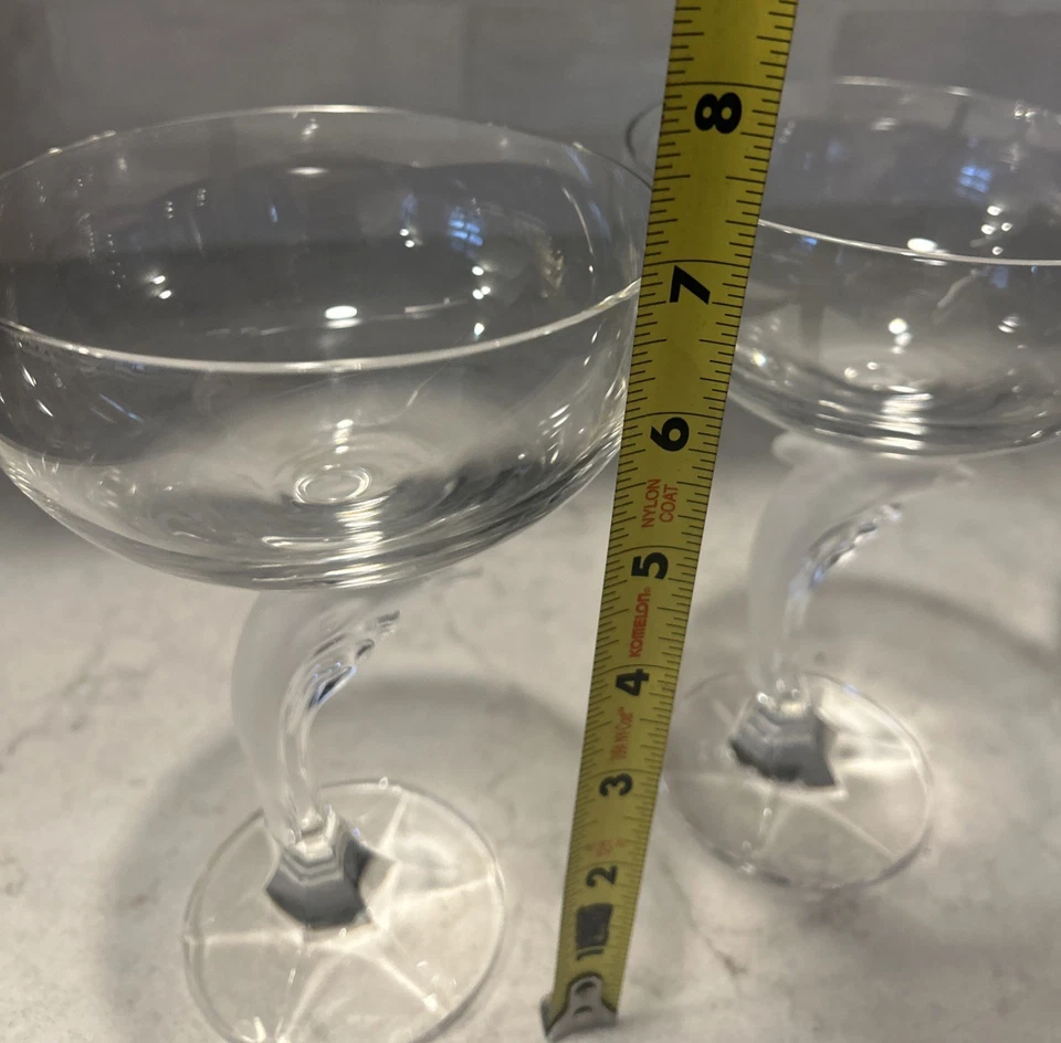 4件套复古Nachtmann德国磨砂水晶海豚马提尼眼镜罕见! — 第 3/4 张图片