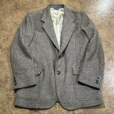 VTG Pendleton Virgin Wool Blazer Elbow Patch Jacket Made In USA Size 40R Tweed