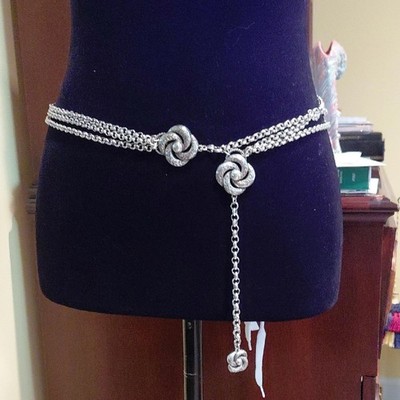 Unbranded Triple Silver Chain Belt or Necklace with Knot Accents 30in-36in....