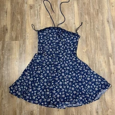 Kimchi Blue Addison Strapless Fit & Flare Mini Dress Womens Medium Navy Floral