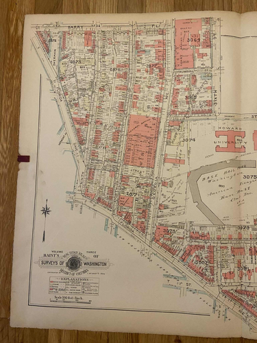 Detailed large plat map. Howard University Area (PLAN 17) Washington D.C.  1931 - Picture 3 of 6