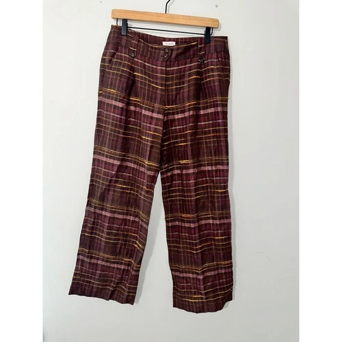 MAX&Co Classics Plaid Pants Women's Brown Gold Career Business Casual Size 10