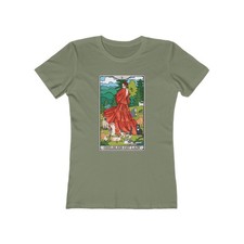 Childless Cat Lady Tarot Card Women's Fitted T-shirt Child-Free Tee Woman Cats