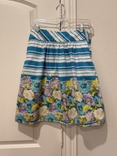 TALBOTS Striped Floral 100 Cotton A-Line Skirt Size 6 Petite