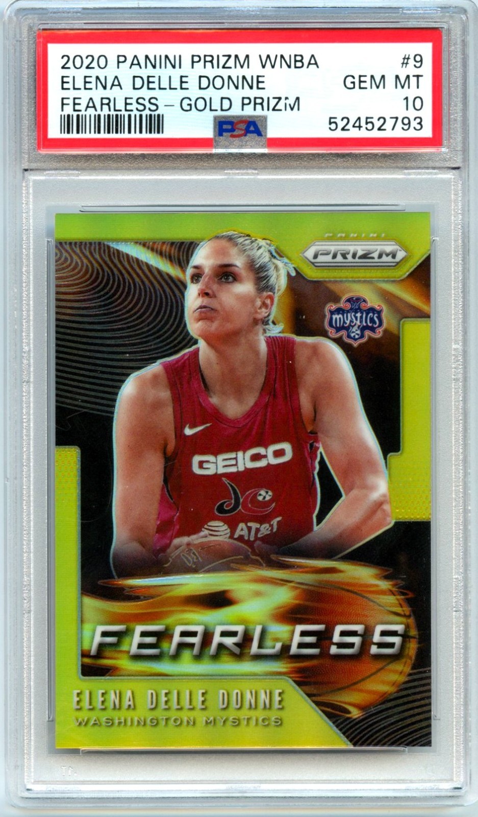 ELENA DELLE DONNE 2020 PANINI PRIZM WNBA GOLD FEARLESS SP 10/10 PSA 10 GEM MINT