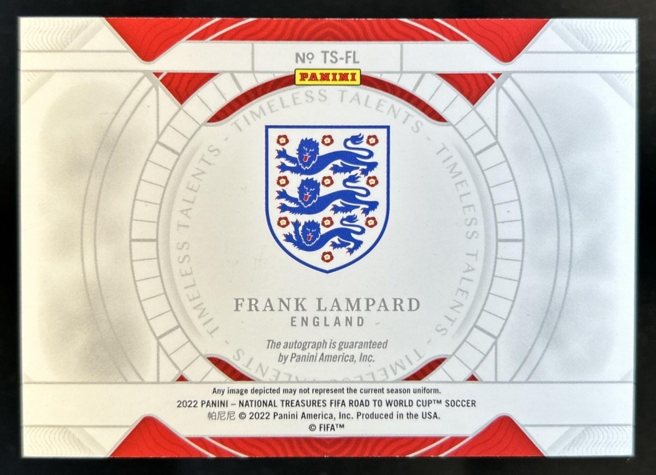 2022-23 National Treasures World Cup Frank Lampard Talents Sapphire Auto #/49 view 2