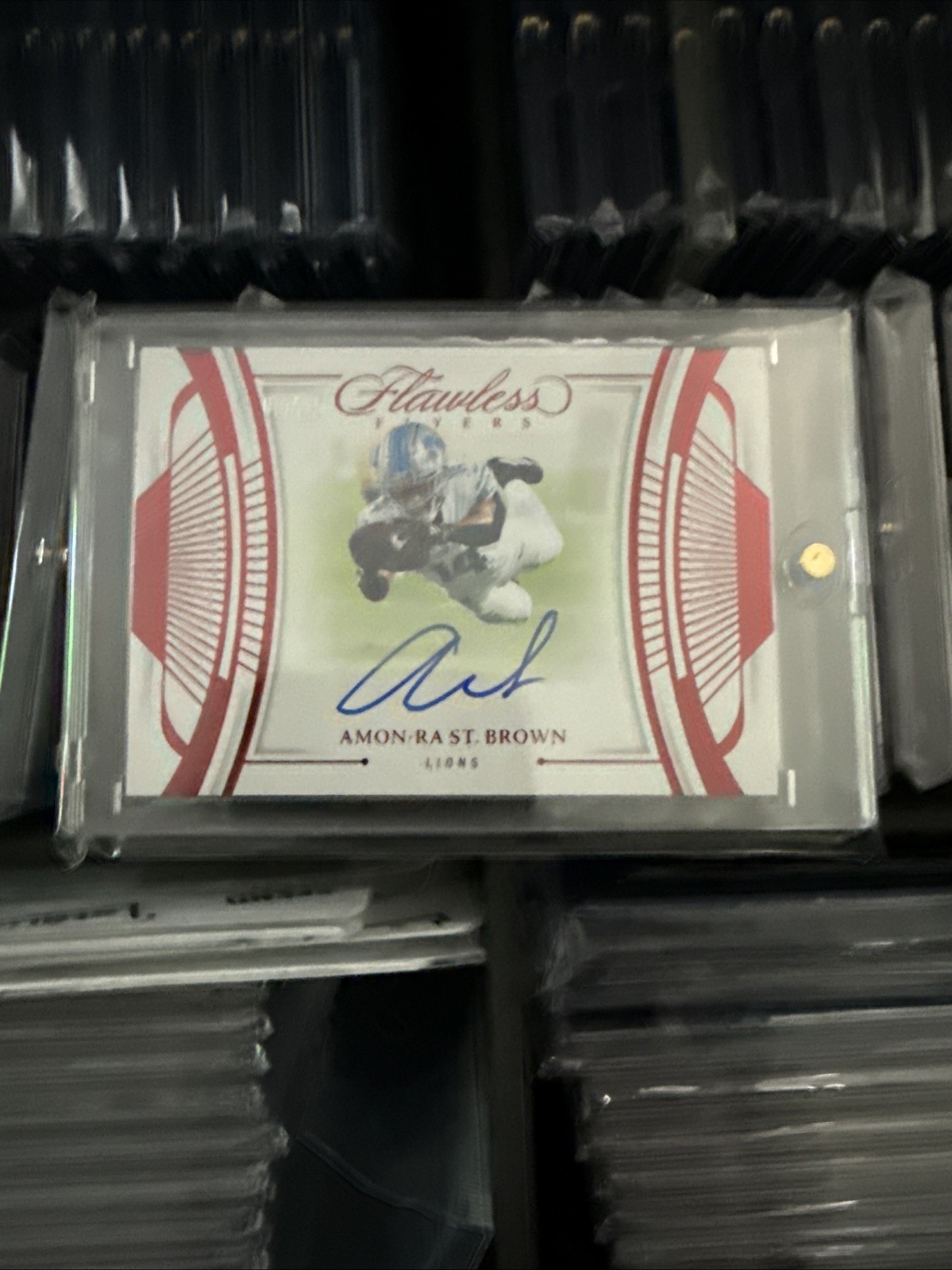 2024 Panini Flawless Amon-Ra St. Brown Flyers Ruby Auto 3/15 🔥 view 3