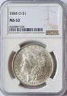 1884 O Morgan Silver Dollar  NGC MS 63