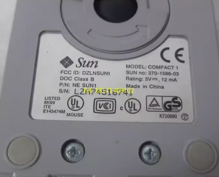 SUN 370-1586 Type-5c Mechanical 3 Button Mouse Model Compact1 Mouse - Image 2 of 2