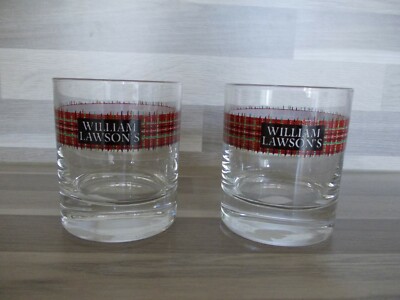 2 vintage Gläser Tumbler Rot Scotch Whisky William Lawson's Glas 
