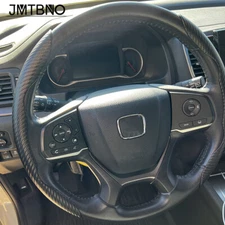 Car Steering Wheel Cover Carbon Black Leather Breathable Anti-slip Accessories