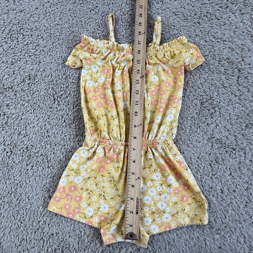 CHILDREN'S PLACE Yellow Floral Off-the-Shoulder Summer Romper Girl 4T Cinched - Picture 4 of 14