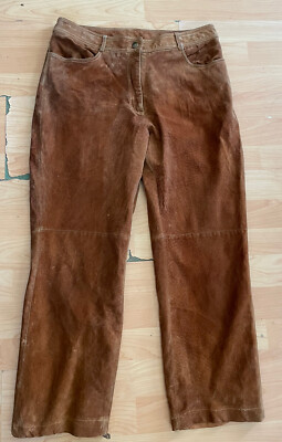 DANIER suede leather pants size 10 women tan brown camel Color Casual VTG J14