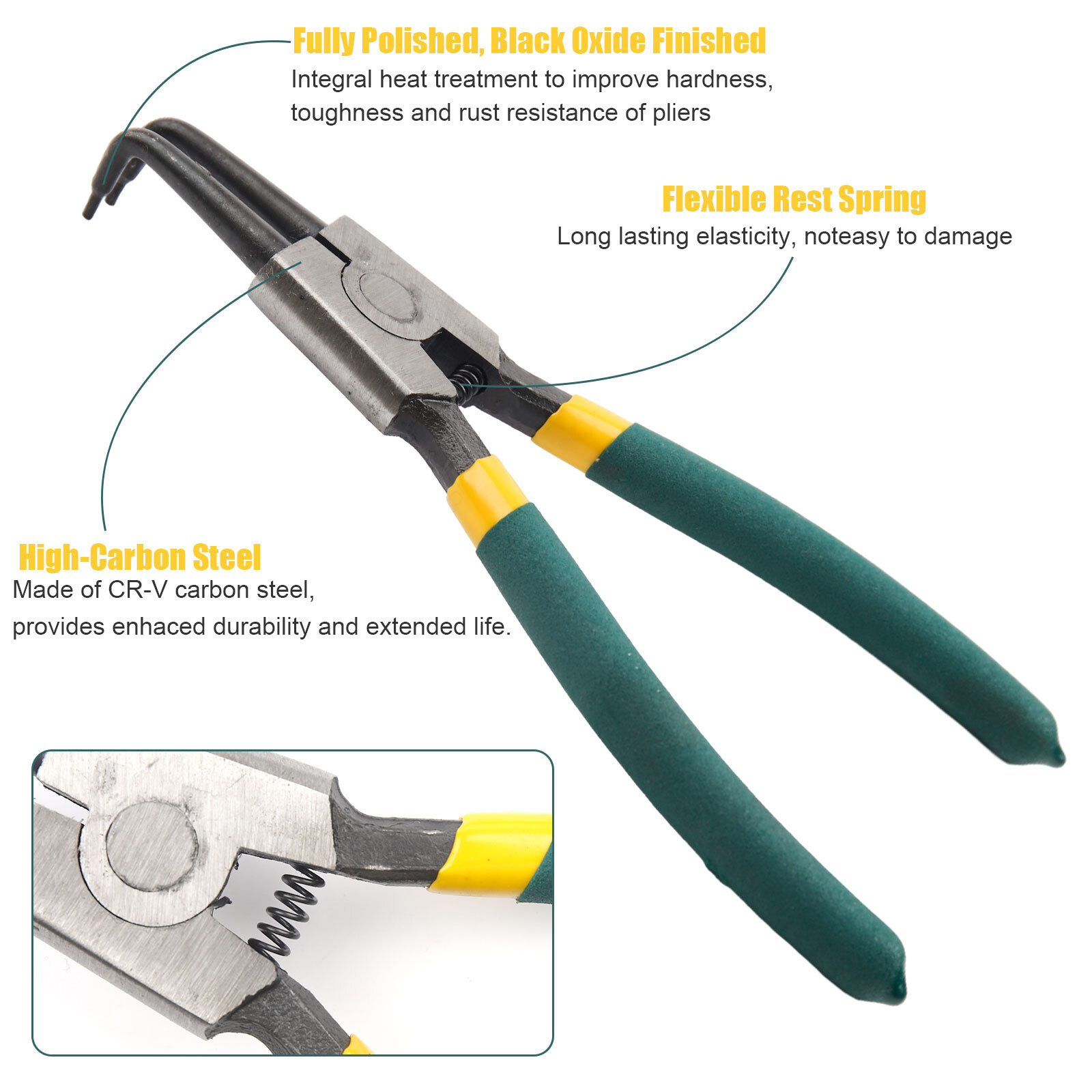 4PCS 7-inch Internal/External Snap Ring Pliers Set Heavy Duty Circlip Pliers Kit