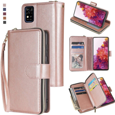ZTE Blade A31 Wallet Case 9Card Zipper Slots Kickstand Flip Leather Phone Case