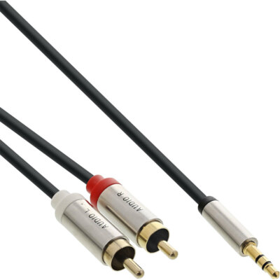 InLine Slim Audio Kabel Klinke 3,5mm ST an 2x Chinch ST, 10m