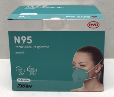 BYD DE2322 N95 Face Mask 4 Box of 20 Pack Brand New Sealed Total 80 Mask
