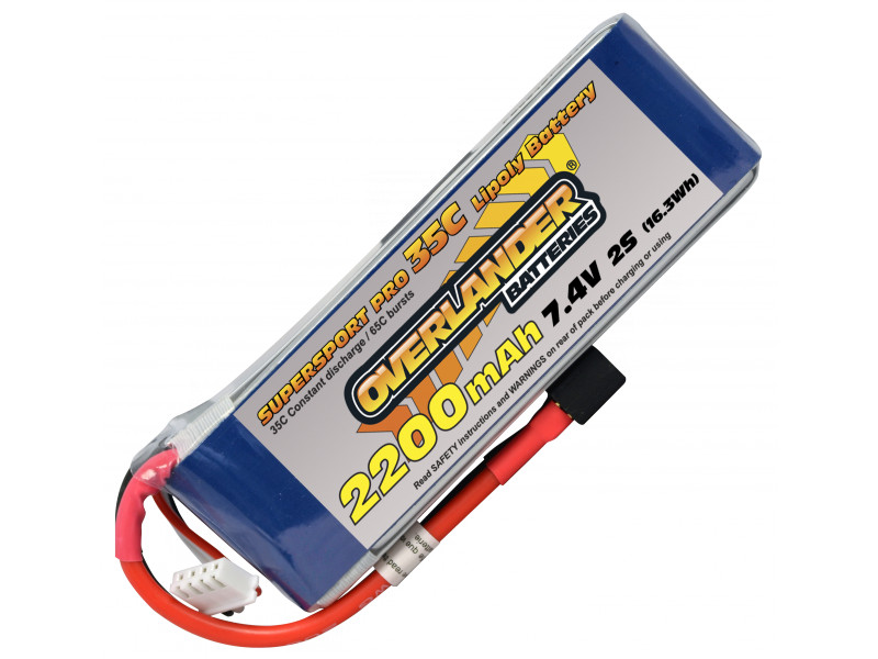 Overlander Supersport 2200mAh 2S 7.4V 35C LiPo Battery with Deans Plug OL-2566