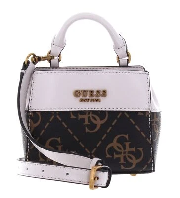 GUESS Micro Mini Bag Umhängetasche Tasche Brown Logo / Stone Neu